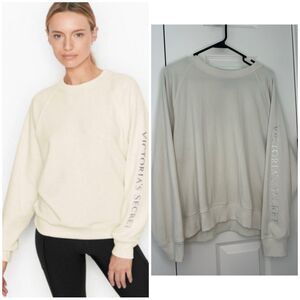 Victoria’s Secret Effortless Fleece Crewneck Sweatshirt Coconut White Size XL